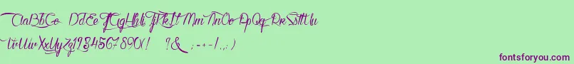 Шрифт KarineAimeLesChocolats – фиолетовые шрифты на зелёном фоне