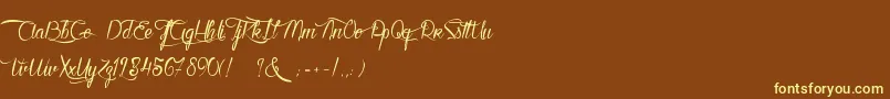 KarineAimeLesChocolats-fontti – keltaiset fontit ruskealla taustalla
