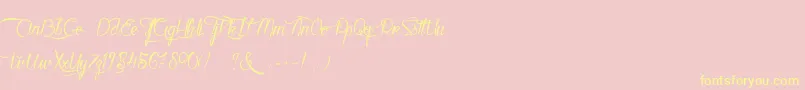 KarineAimeLesChocolats-fontti – keltaiset fontit vaaleanpunaisella taustalla