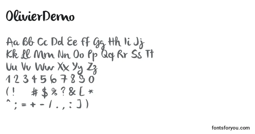 Шрифт OlivierDemo – алфавит, цифры, специальные символы