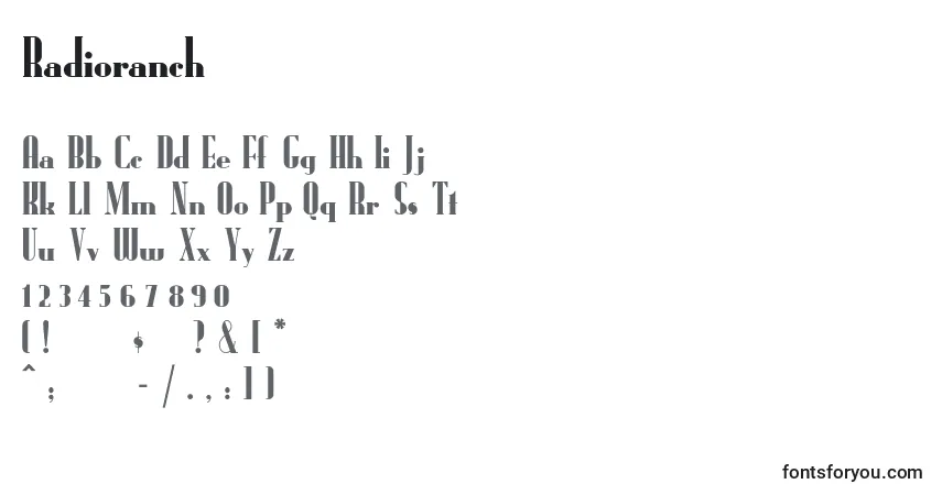 A fonte Radioranch – alfabeto, números, caracteres especiais
