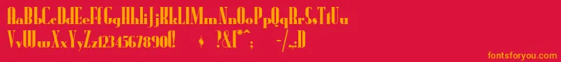 Radioranch-Schriftart – Orangefarbene Schriften auf rotem Hintergrund