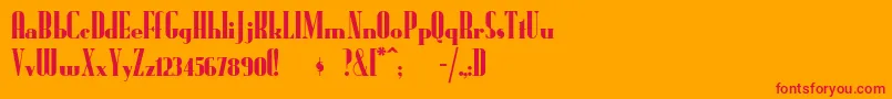 Radioranch-Schriftart – Rote Schriften auf orangefarbenem Hintergrund