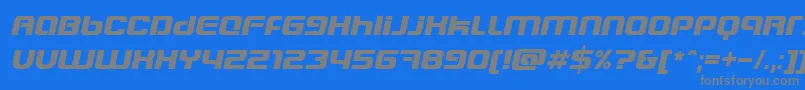 BlasterEternalItalic-fontti – harmaat kirjasimet sinisellä taustalla