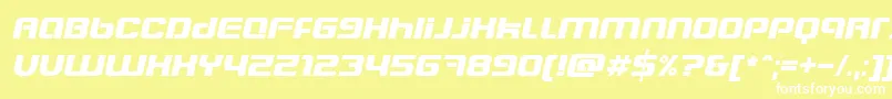 BlasterEternalItalic-fontti – valkoiset fontit keltaisella taustalla