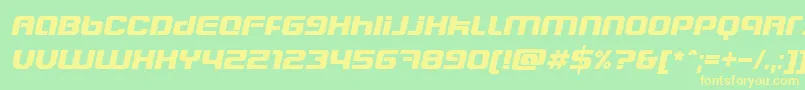 BlasterEternalItalic-fontti – keltaiset fontit vihreällä taustalla