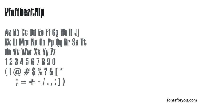 Czcionka PfoffbeatHip – alfabet, cyfry, specjalne znaki