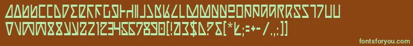 フォントNickTurboCondensed – 緑色の文字が茶色の背景にあります。