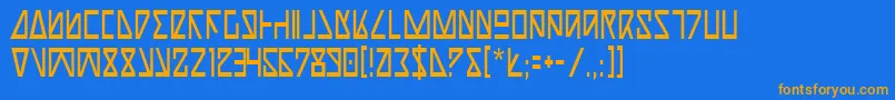 NickTurboCondensed-Schriftart – Orangefarbene Schriften auf blauem Hintergrund