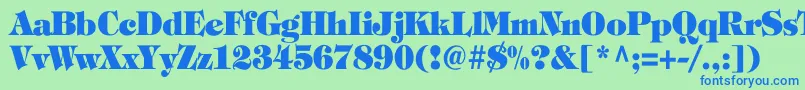 TiffanyHeavyNormalTh-fontti – siniset fontit vihreällä taustalla
