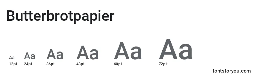 Размеры шрифта Butterbrotpapier