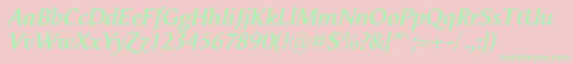 Czcionka VegaAntikvaBolditalic – zielone czcionki na różowym tle