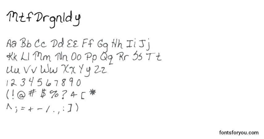 Шрифт MtfDrgnldy – алфавит, цифры, специальные символы