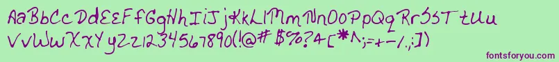 Czcionka MtfDrgnldy – fioletowe czcionki na zielonym tle