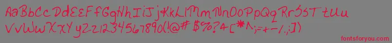 フォントMtfDrgnldy – 赤い文字の灰色の背景
