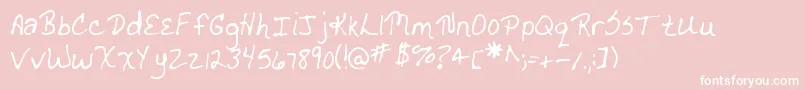 MtfDrgnldy-Schriftart – Weiße Schriften auf rosa Hintergrund