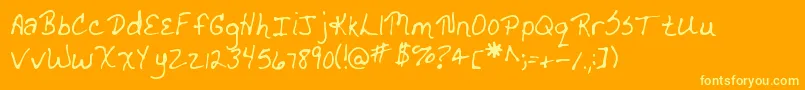 MtfDrgnldy-fontti – keltaiset fontit oranssilla taustalla