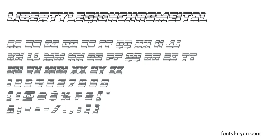 Czcionka Libertylegionchromeital – alfabet, cyfry, specjalne znaki