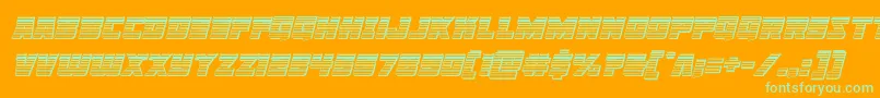 Libertylegionchromeital-Schriftart – Grüne Schriften auf orangefarbenem Hintergrund