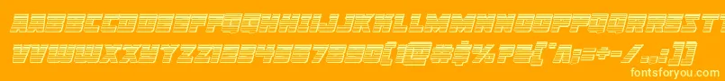 Libertylegionchromeital-Schriftart – Gelbe Schriften auf orangefarbenem Hintergrund