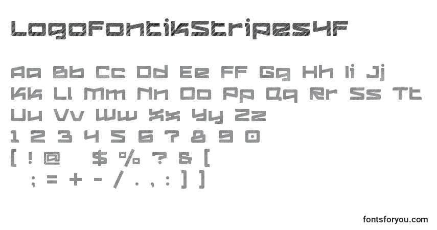 Schriftart LogofontikStripes4f – Alphabet, Zahlen, spezielle Symbole