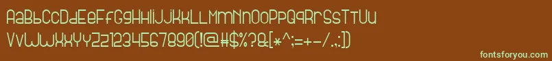 フォントBrightLine7 – 緑色の文字が茶色の背景にあります。