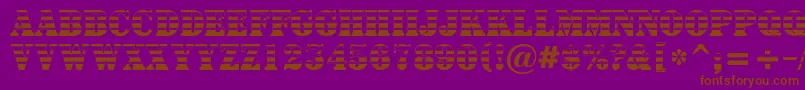 ASignboardtitulgrd-Schriftart – Braune Schriften auf violettem Hintergrund