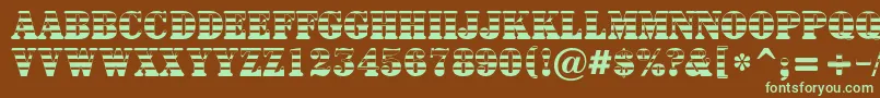 フォントASignboardtitulgrd – 緑色の文字が茶色の背景にあります。