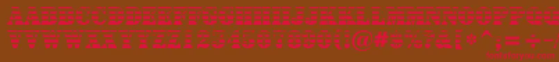 フォントASignboardtitulgrd – 赤い文字が茶色の背景にあります。
