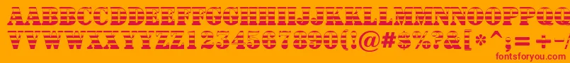 ASignboardtitulgrd-Schriftart – Rote Schriften auf orangefarbenem Hintergrund