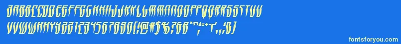 フォントSwordtoothwarpital – 黄色の文字、青い背景