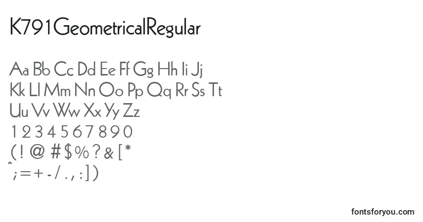 Шрифт K791GeometricalRegular – алфавит, цифры, специальные символы