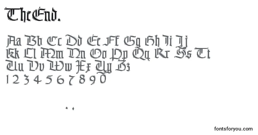 Czcionka TheEnd. – alfabet, cyfry, specjalne znaki