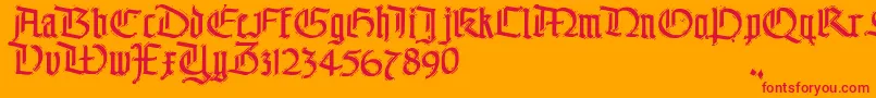 TheEnd.-Schriftart – Rote Schriften auf orangefarbenem Hintergrund