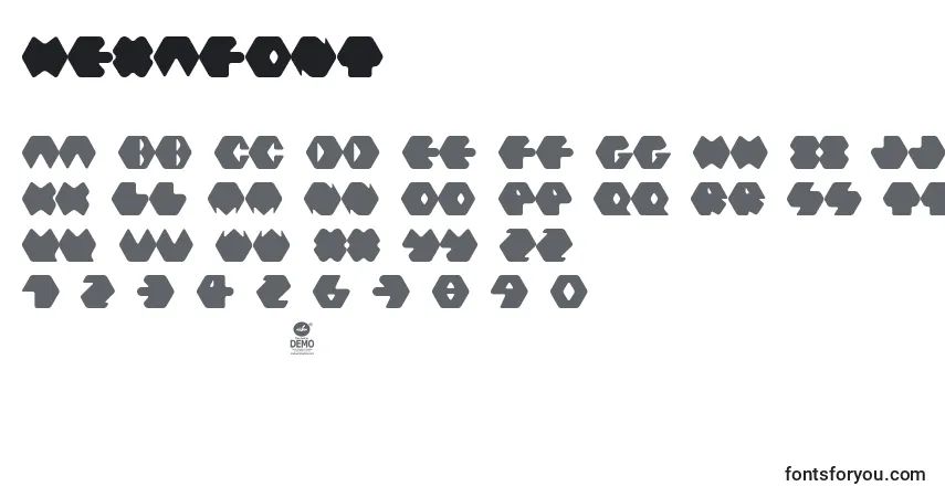 Hexafont (57464)-fontti – aakkoset, numerot, erikoismerkit