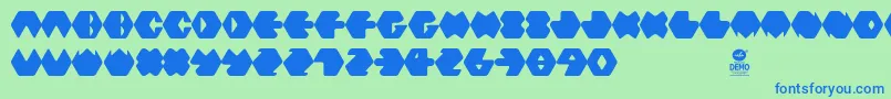 Hexafont Font – Blue Fonts on Green Background
