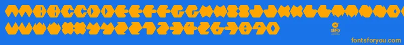 Hexafont Font – Orange Fonts on Blue Background