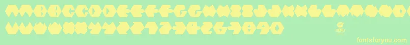 Hexafont-Schriftart – Gelbe Schriften auf grünem Hintergrund