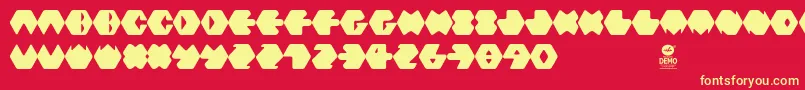 Hexafont Font – Yellow Fonts on Red Background