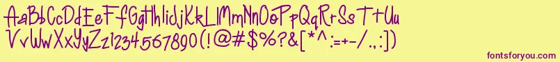 Anihappydays Font – Purple Fonts on Yellow Background