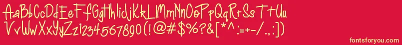 Anihappydays Font – Yellow Fonts on Red Background