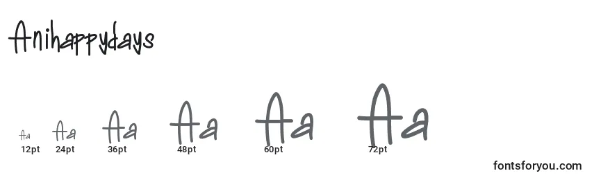 Größen der Schriftart Anihappydays