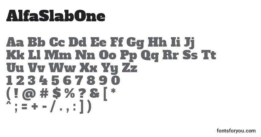 Шрифт AlfaSlabOne – алфавит, цифры, специальные символы