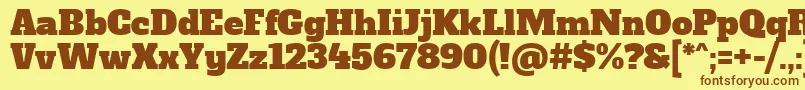 フォントAlfaSlabOne – 茶色の文字が黄色の背景にあります。