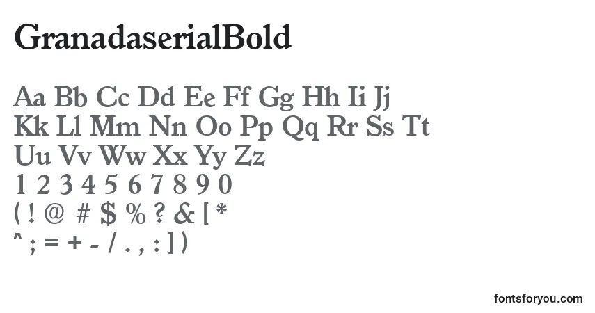 Шрифт GranadaserialBold – алфавит, цифры, специальные символы