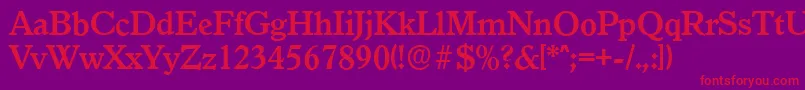 GranadaserialBold-Schriftart – Rote Schriften auf violettem Hintergrund