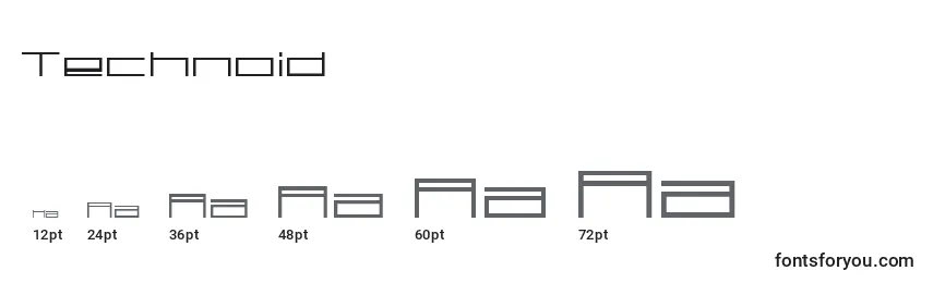 Technoid Font Sizes
