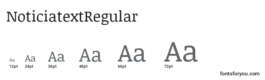 Размеры шрифта NoticiatextRegular