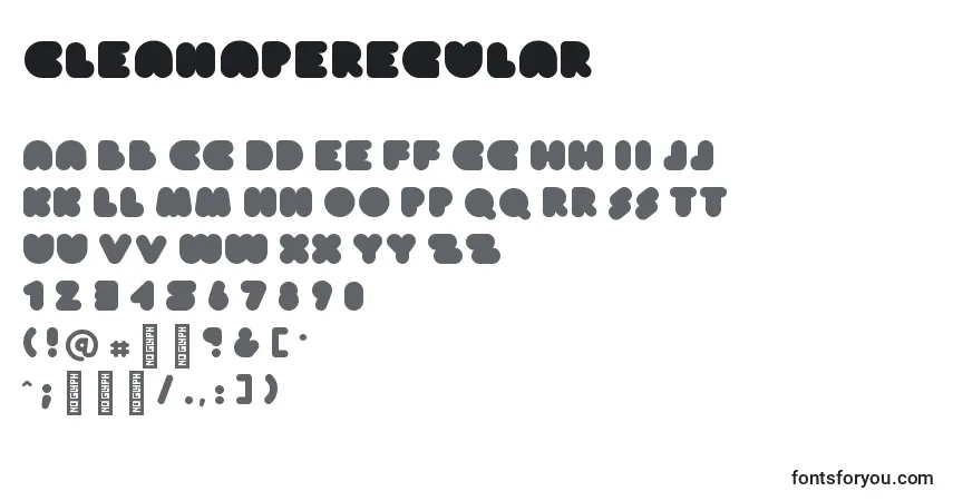 Schriftart CleanapeRegular – Alphabet, Zahlen, spezielle Symbole