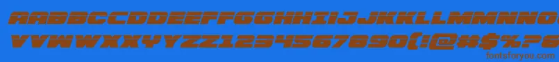 Weitere Informationen zur Bummerlaserital-Schriftart Bummerlaserital-Schriftart – Braune Schriften auf blauem Hintergrund